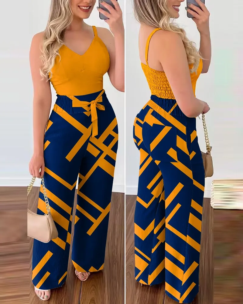 Macacão longo Com Cintura Alta Moda Casual Primavera 2024