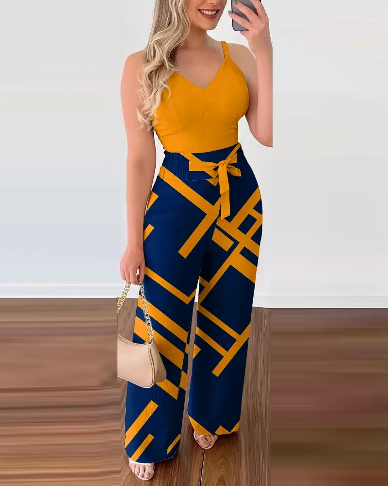 Macacão longo Com Cintura Alta Moda Casual Primavera 2024 - Image 2