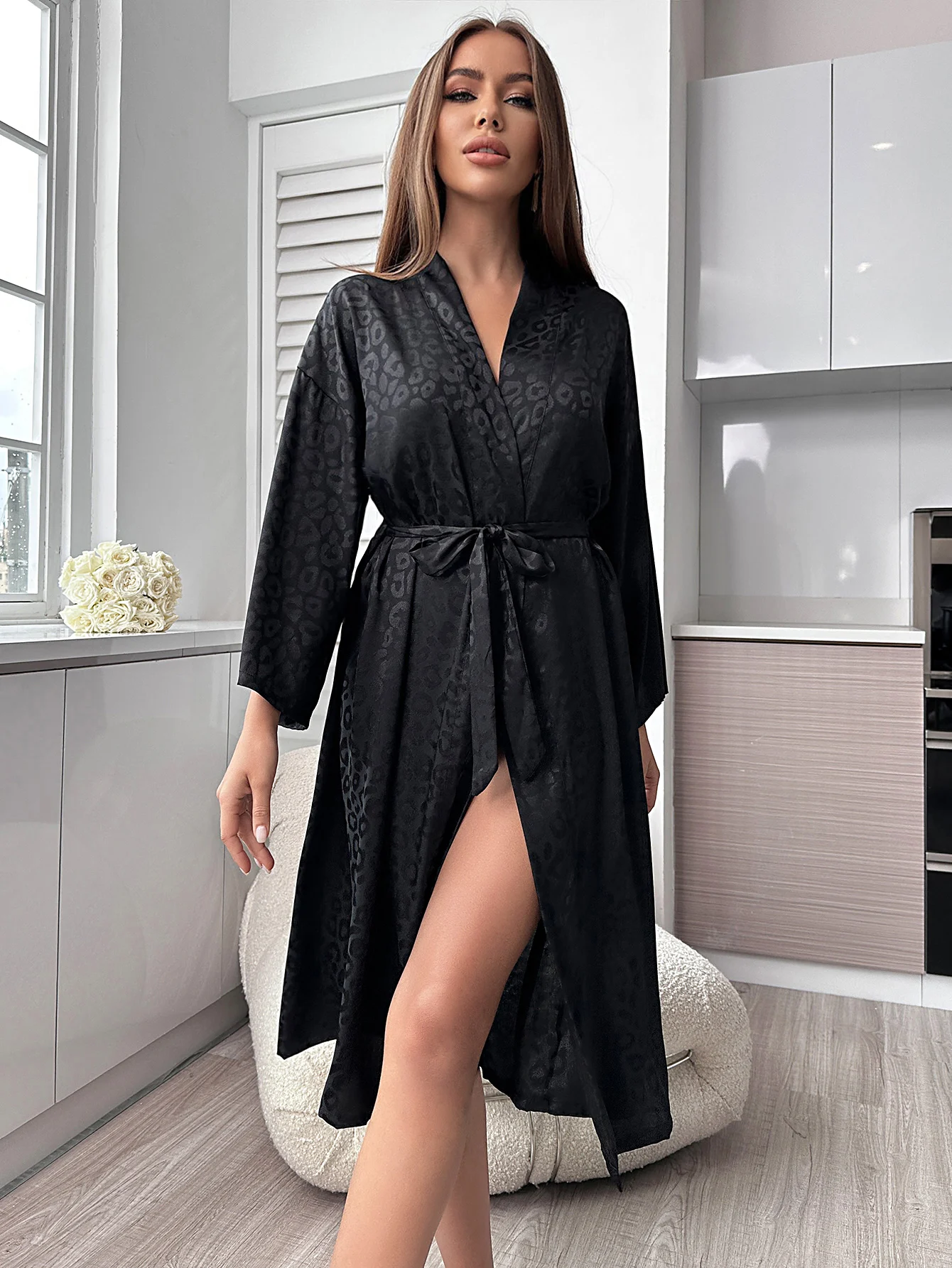 Robe Manga Longa Com Cinto Amanda - Image 5