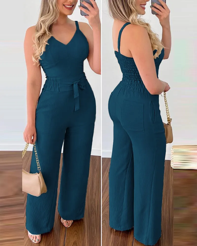 Macacão longo Com Cintura Alta Moda Casual Primavera 2024 - Image 7