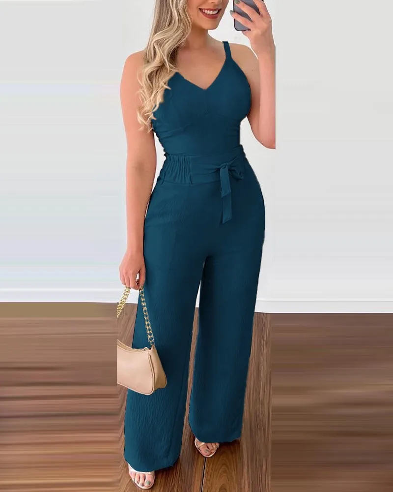 Macacão longo Com Cintura Alta Moda Casual Primavera 2024 - Image 8