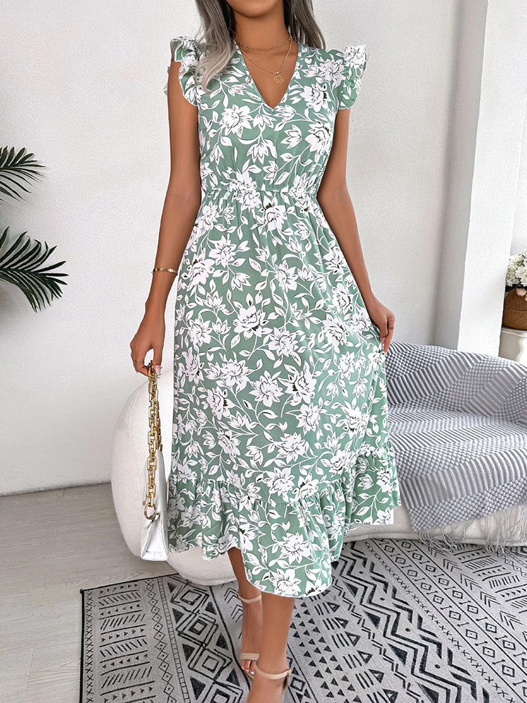 Vestido Midi Plissado Floral Coleção Amanda 2024 - Image 5