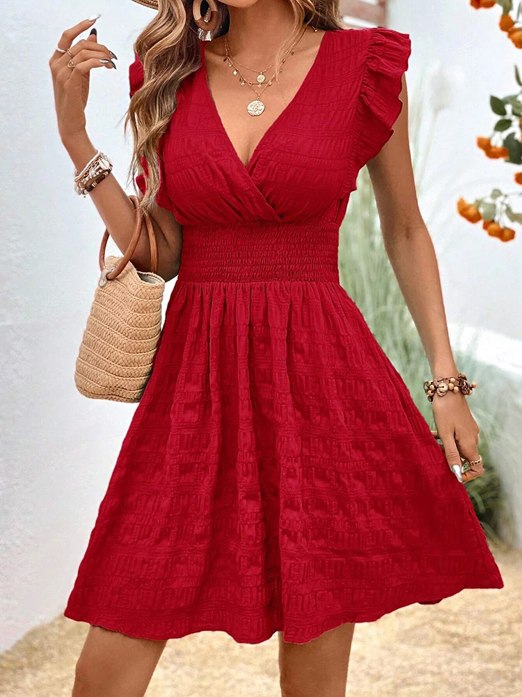 Vestido Curto Casual Decote em V Lançamento 2024 - Image 5