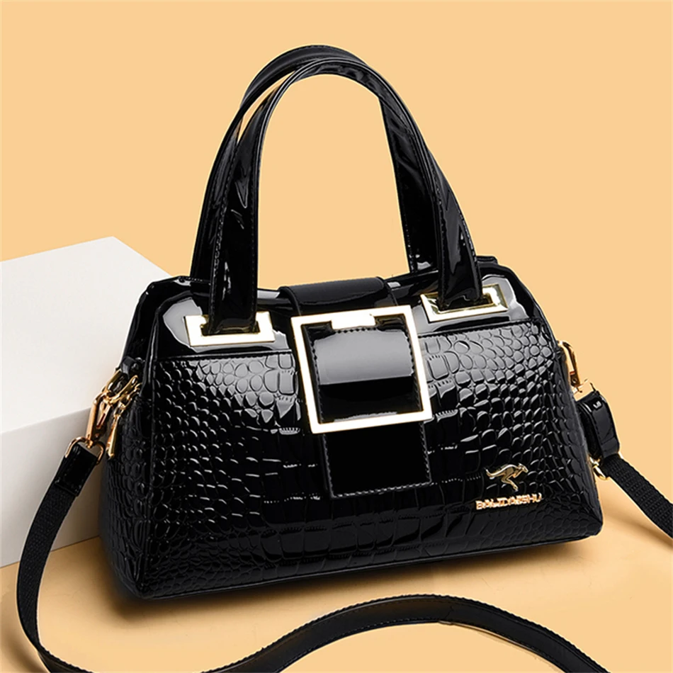 Bolsa de Luxo Couro Estilo Crocodilo - Image 3