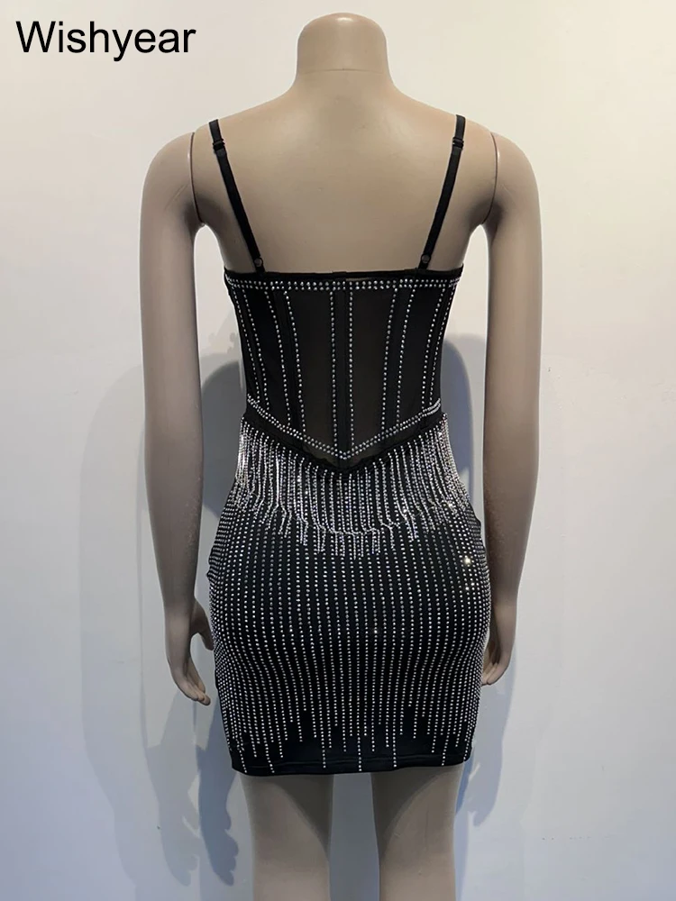 Mini Vestido Malha Sexy com Detalhes Brilhantes Rosy - Image 6