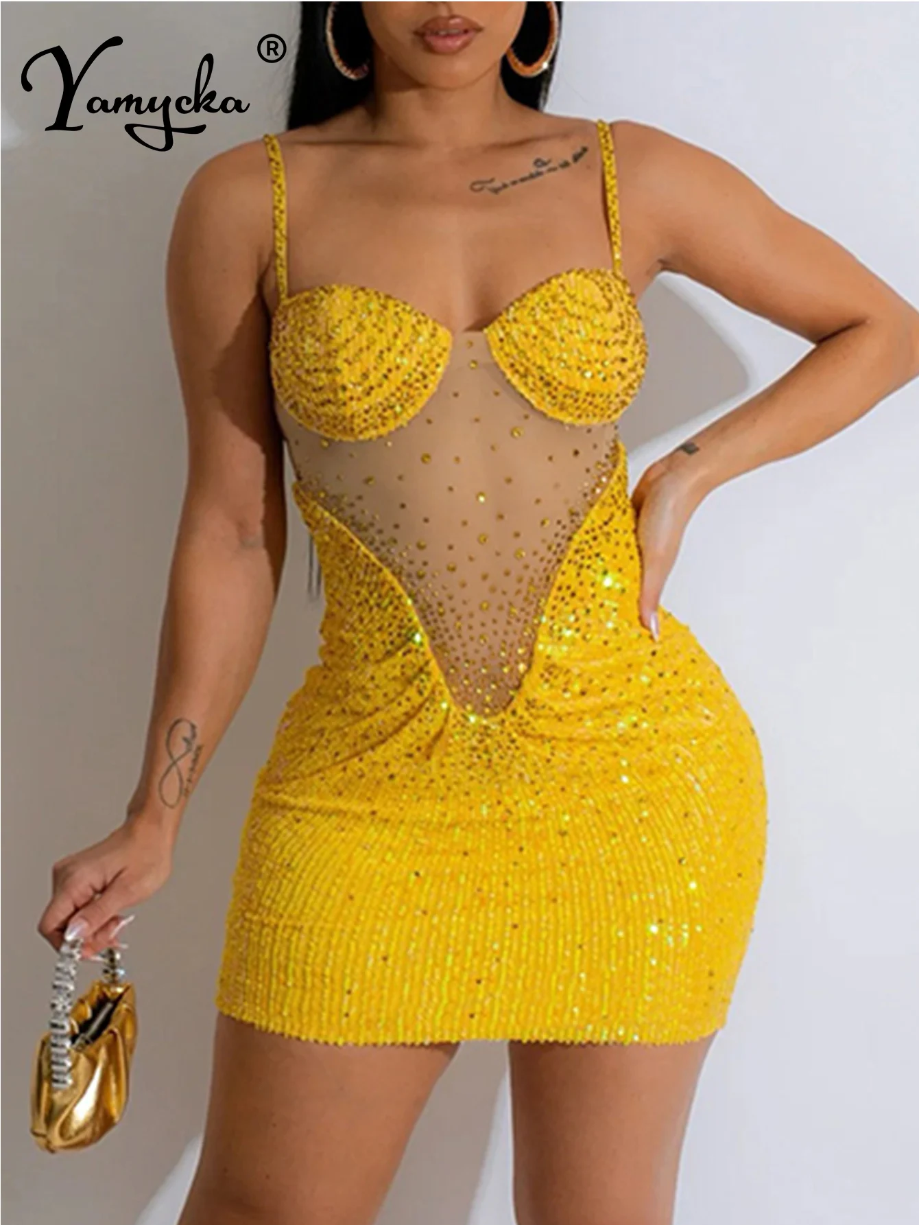 Mini vestido sexy de lantejoulas Yara