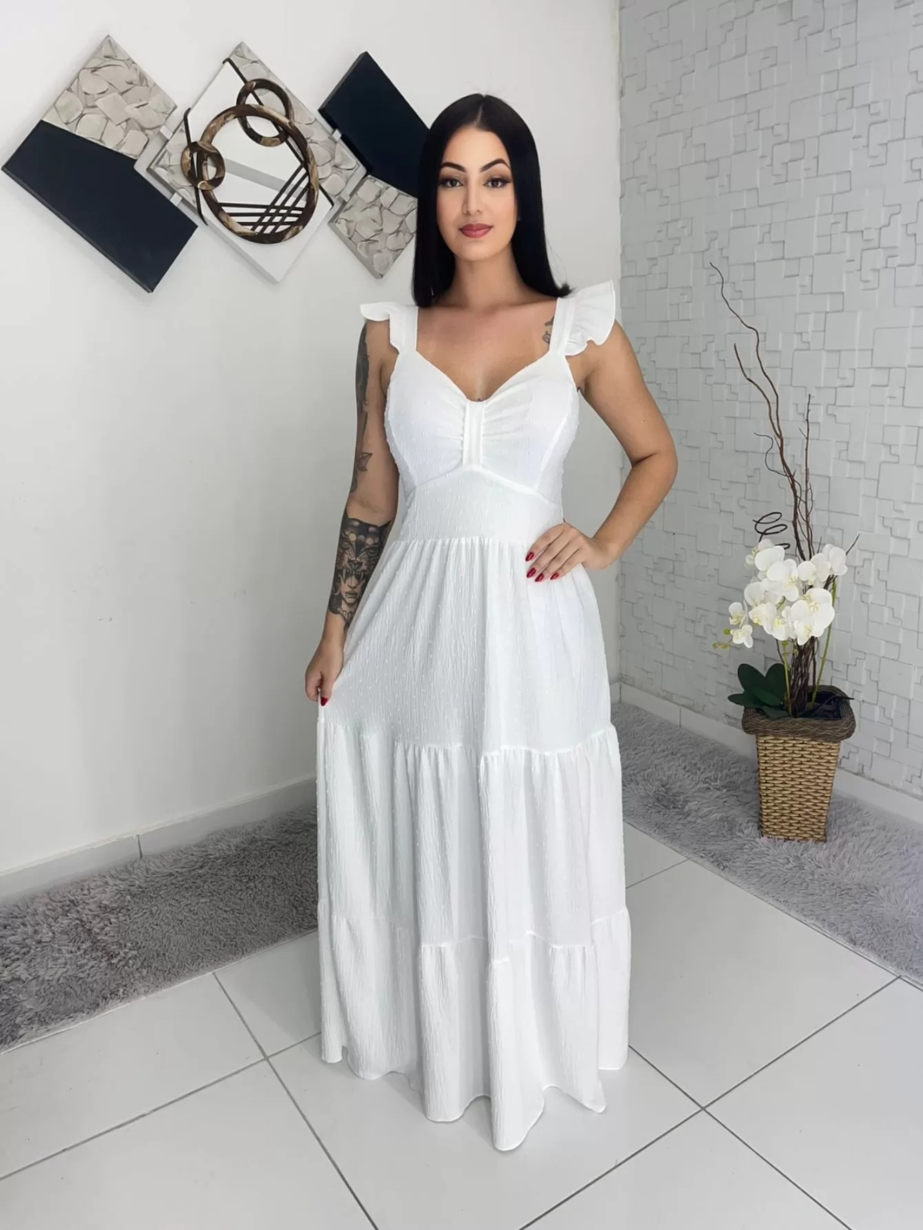 Vestido Longo Luxo Branco Thalissa