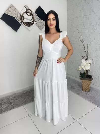 Vestido Longo Luxo Branco Thalissa - Image 3