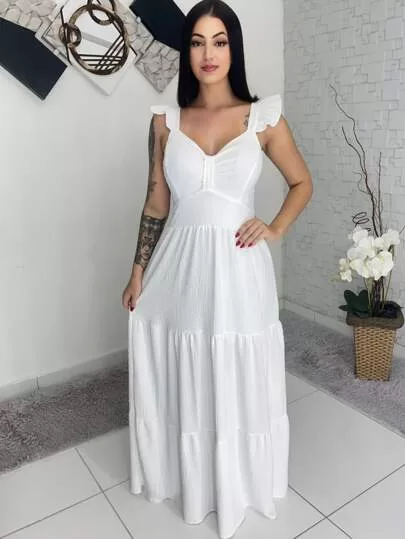 Vestido Longo Luxo Branco Thalissa - Image 4