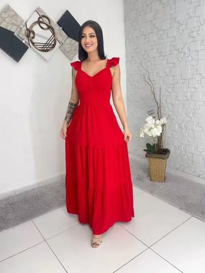 Vestido Longo Luxo Vermelho Thalissa