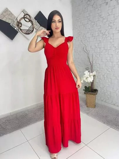 Vestido Longo Luxo Vermelho Thalissa - Image 3
