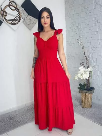 Vestido Longo Luxo Vermelho Thalissa - Image 2