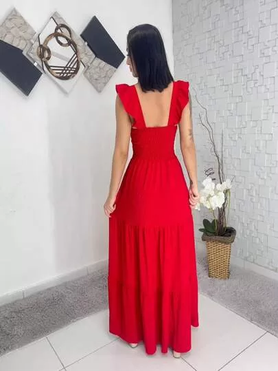 Vestido Longo Luxo Vermelho Thalissa - Image 4