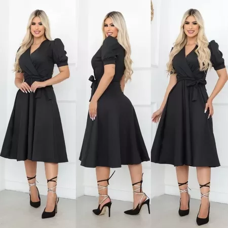 Vestido de Luxo com Manga Princesa e Saia Rodada - Image 3