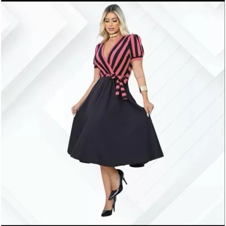 Vestido de Luxo com Manga Princesa e Saia Rodada - Image 4
