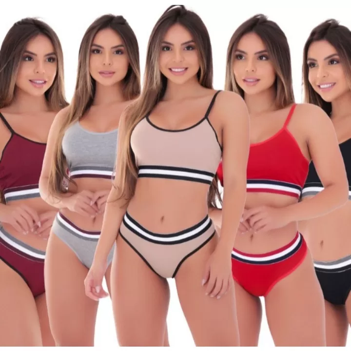 Kit 3 Conjunto Feminino Lingerie Blogueira Microfibra Top e Calcinha - Image 2