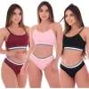 Kit 3 Conjunto Feminino Lingerie Blogueira Microfibra Top e Calcinha