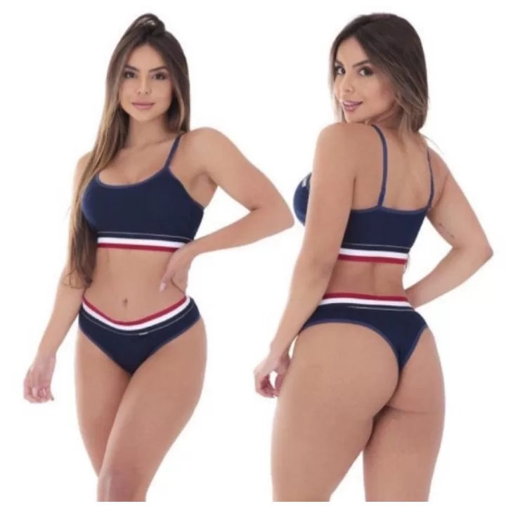 Kit 3 Conjunto Feminino Lingerie Blogueira Microfibra Top e Calcinha - Image 6