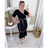 Vestido Midi Viés Transpassado Moda Evangélica - Cor Preto